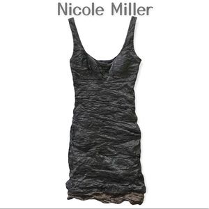 NICOLE MILLER Ruched Plunge Dress